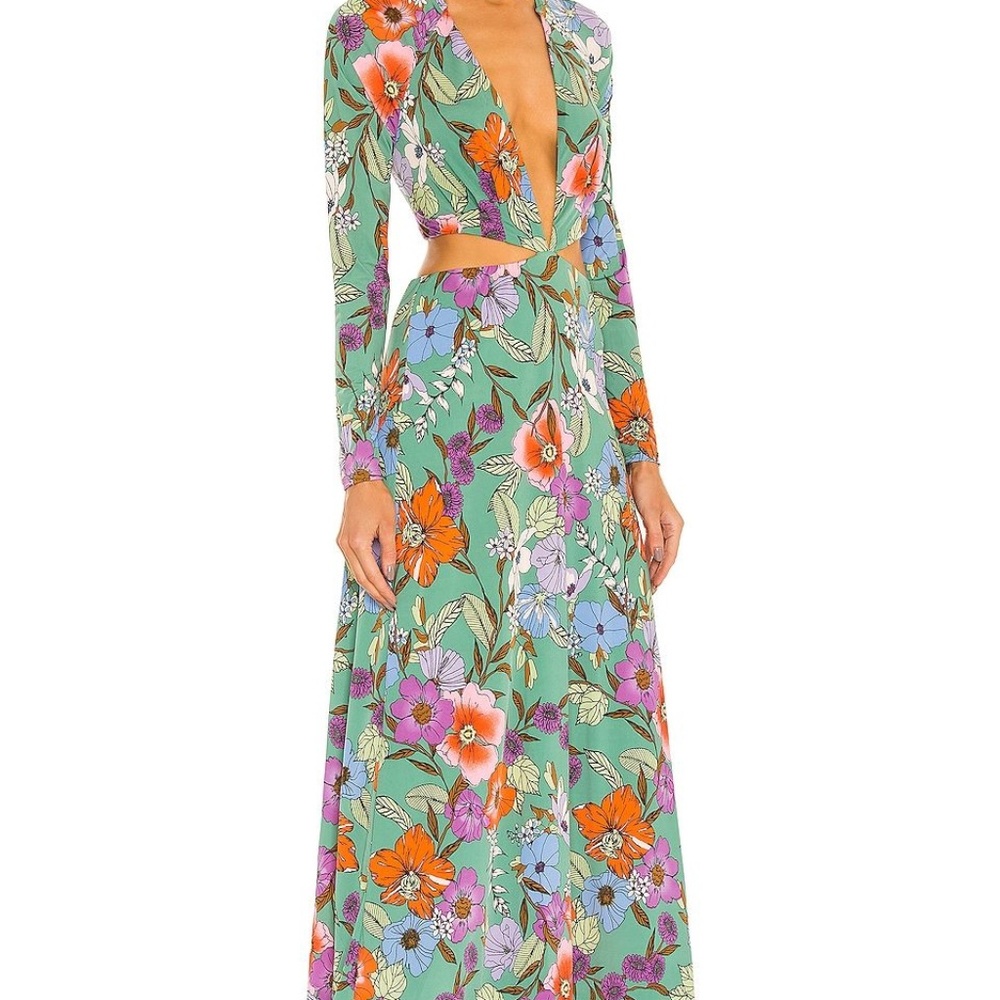 Assi Cutout Dress - Green Vintage Floral